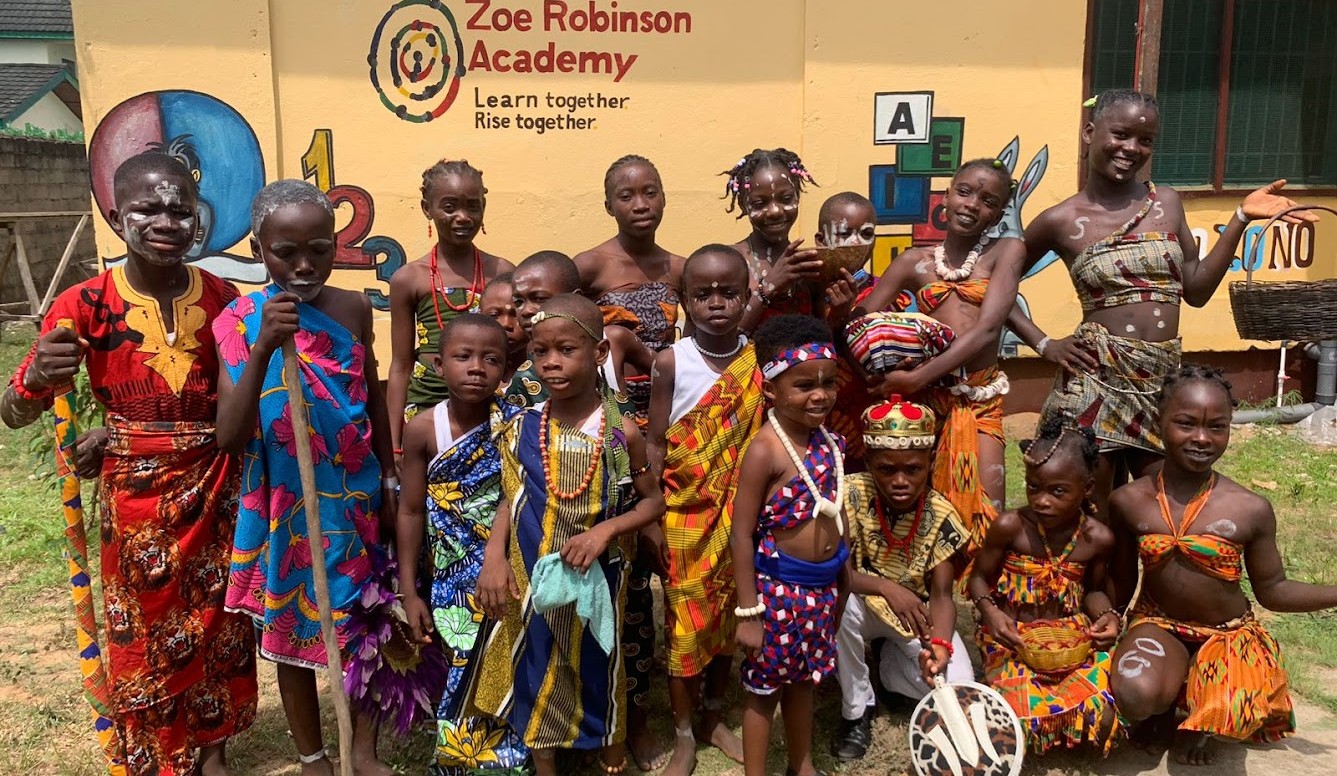 Some of the children dressed for Career Day at the Zoe Robinson Academy